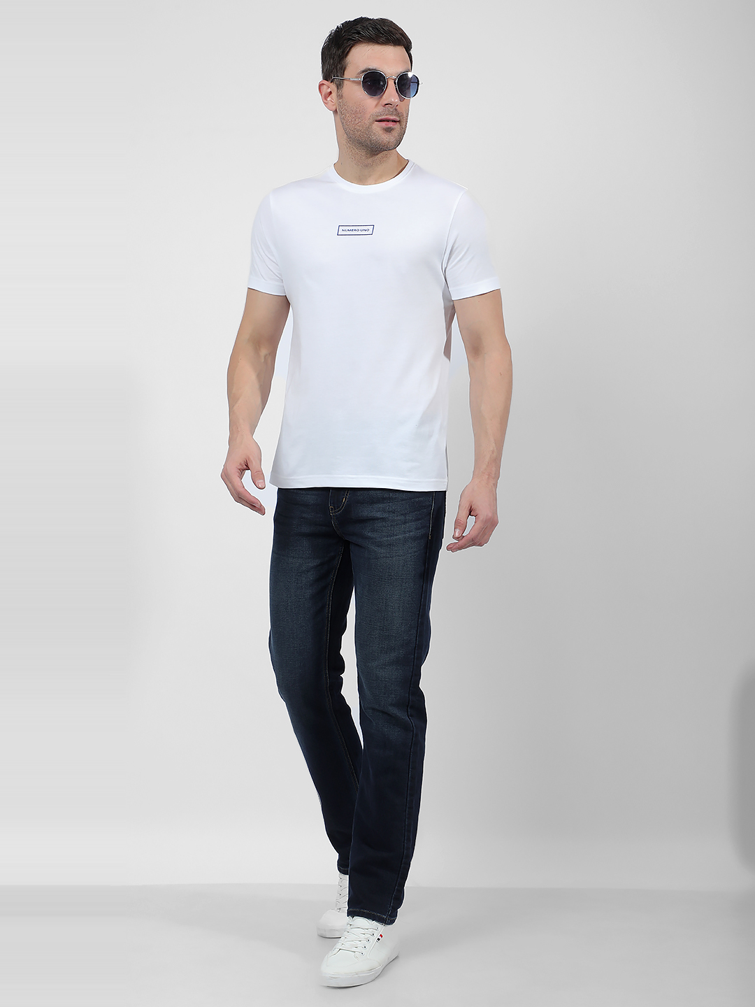 Numero Uno Men Faded Dark Blue Jeans